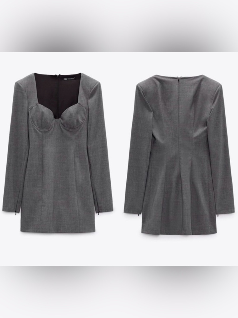 Zara Black Structured Bustier Grey Mini Dress